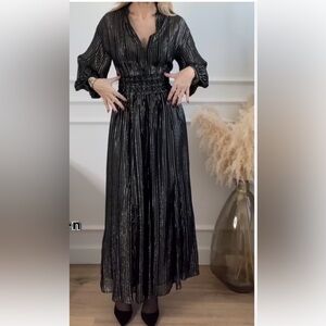 Zara stripped black and metallic dress